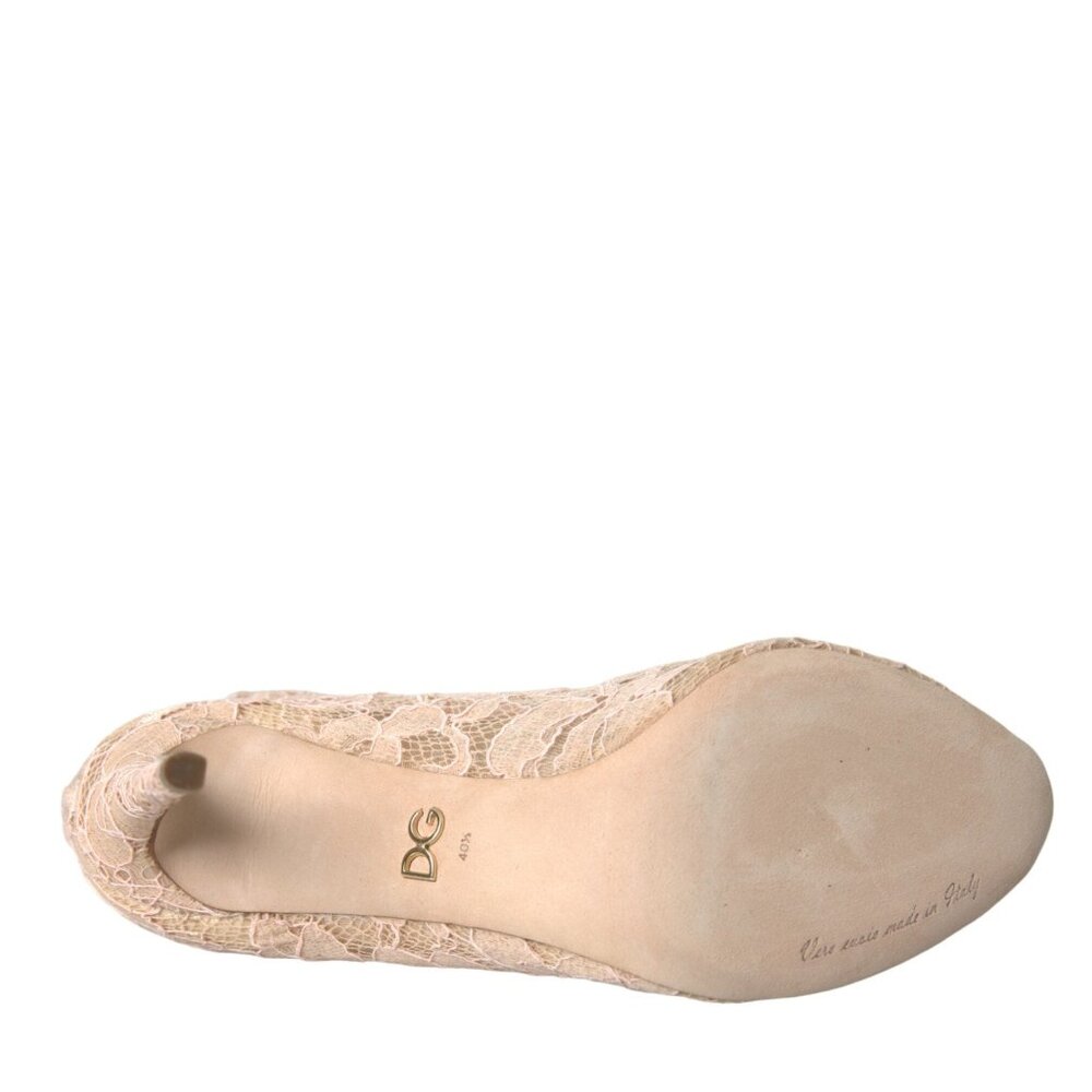 Dolce & Gabbana Beige Stretch Taormina Lace Boots Shoes/EU40.5/US10/Beige - Picture 5 of 6